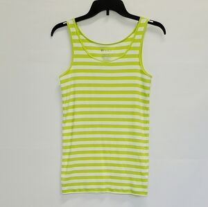 Stylus Green & White Striped Ribbed Tank Top